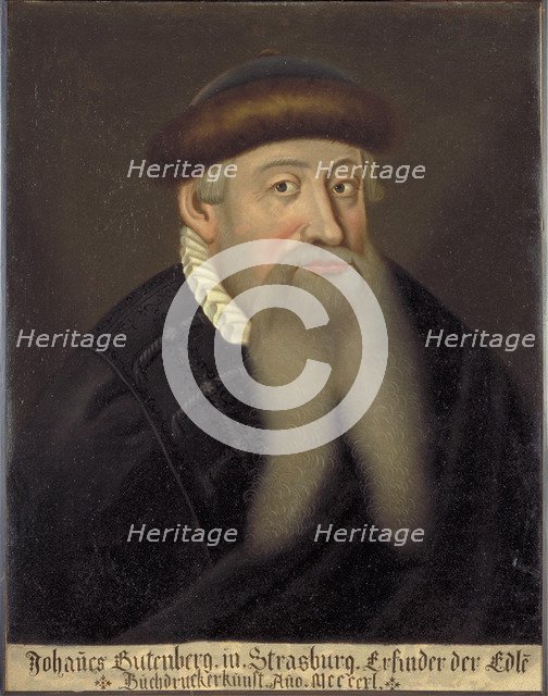 Portrait of Johannes Gutenberg, Early 17th cen.. Artist: Anonymous  