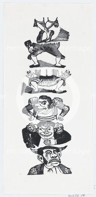Three different busts and pairs of legs of toreros, ca. 1880-1910., ca. 1880-1910. Creator: José Guadalupe Posada.