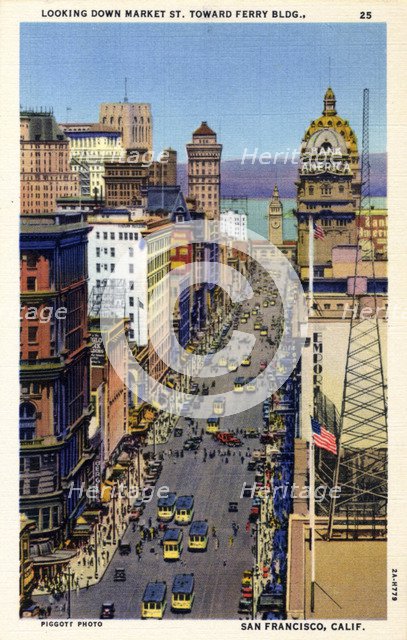 Market Street looking towards the Ferry Building, San Francisco, California, USA, 1932. Artist: Unknown