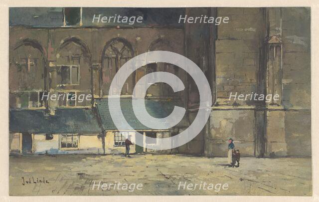 Figures at the Lebuïnuskerk (Great Church) in Deventer, 1874-1923. Creator: Jan van der Linde.