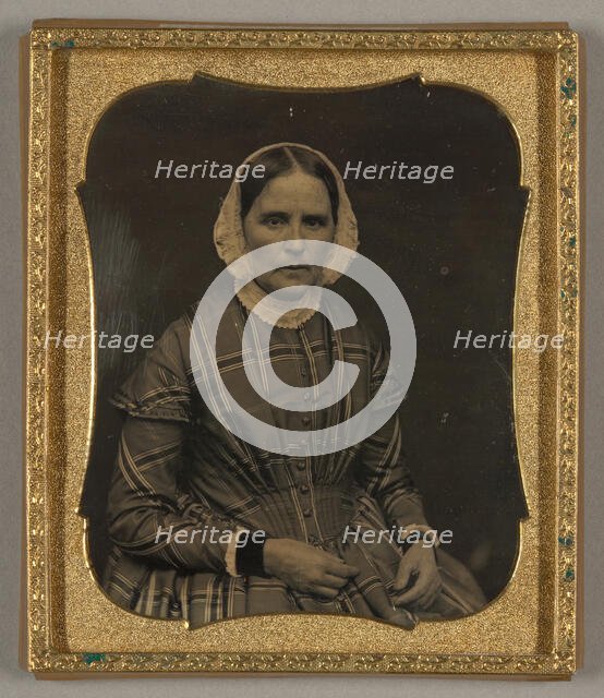 Untitled [portrait of a woman in a plaid dress], 1839/60.  Creator: Unknown.