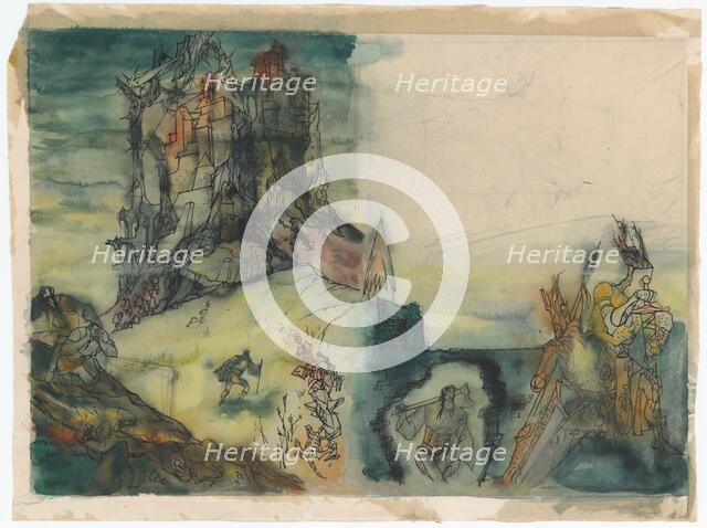 Suggestion for the cover for the fairy tale The Haunted Castle, 1940-1944. Creator: Ján Novák.