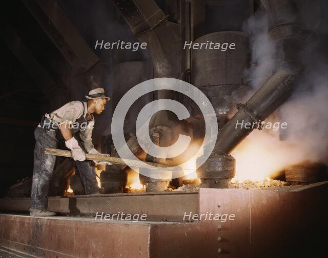 Electric phosphate smelting furnace used to make element...vicinity of Muscle Shoals, Alabama, 1942. Creator: Alfred T Palmer.