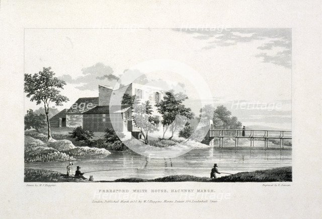 View of Beresford White House, Hackney Marsh, Hackney, London, 1830. Artist: Edward Duncan