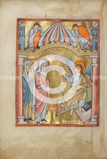 The Women at the Tomb; Benedictional, about 1030-1040. Creator: Unknown.