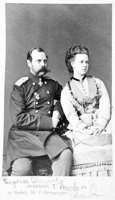 Tsar Alexander II and his daughter Marie (later Duchess of Edinburgh), c1870. Artist: Unknown