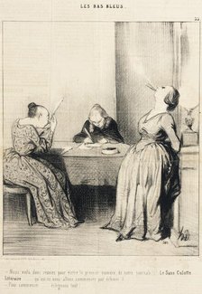Nous voilà...réunies pour écrire le premier numéro.., 1844. Creator: Honore Daumier.