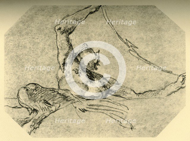 'Satyr holding up a festoon', c1761, (1928). Artist: Giovanni Battista Tiepolo.