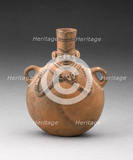Handled Flask Depicting Abstract Figure, A.D. 500/800. Creator: Unknown.