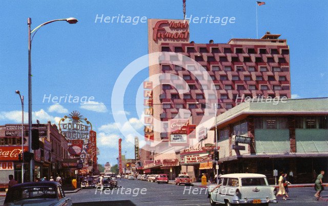 Fremont Street from Third Street, Las Vegas, Nevada, USA, 1956. Artist: Unknown