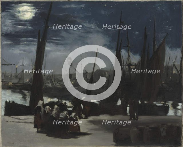 Clair de lune sur le port de Boulogne (Moonlight at the Port of Boulogne), 1869. Creator: Manet, Édouard (1832-1883).