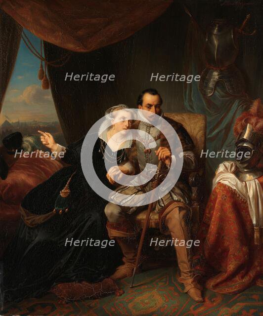 "Magdalena Moons Begs her Fiancé Francisco Valdez to Postpone the Storming of Leiden another night,  Creator: Simon Opzoomer.