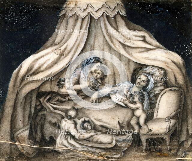 A mother feeding her children. Creator: Unknown.