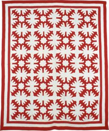Bedcover (Star and Oak Leave Motif), Wisconsin, 1880's. Creator: Unknown.