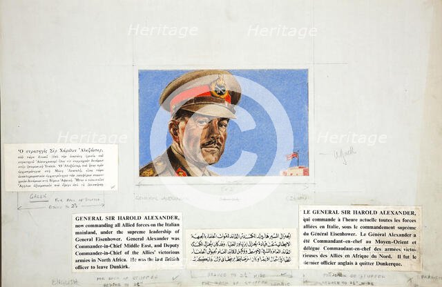 General Sir Harold Alexander, now commanding all Allied forces on the Itali..., between 1939 & 1946. Creators: Central Office of Information, Unknown.
