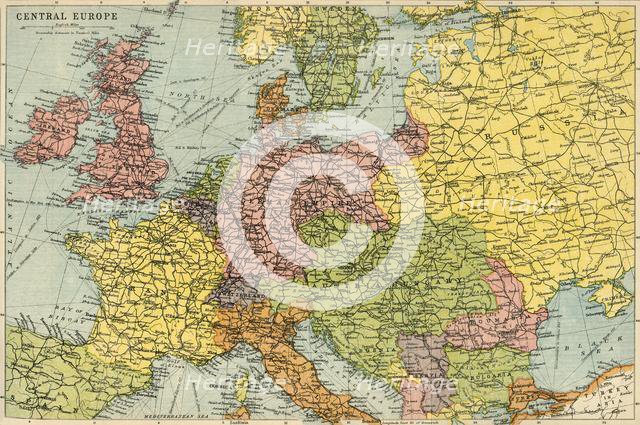 Map of Central Europe, c1914.  Creator: John Bartholomew & Son.
