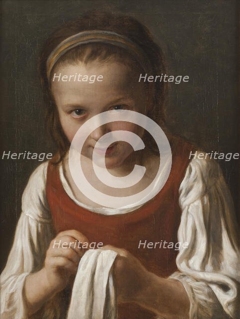 Girl with Needle-work, mid-18th century. Creator: Pietro Rotari.