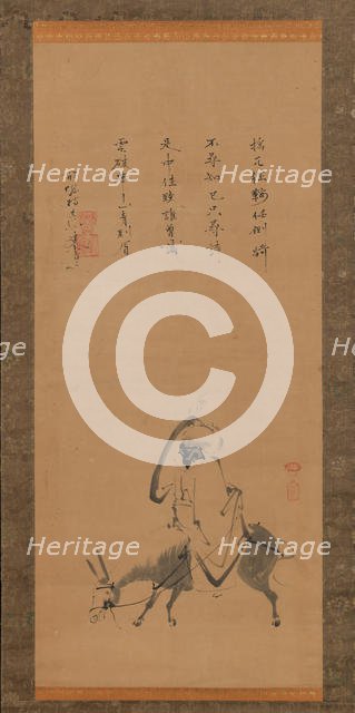 The Chinese Poet Pan Lang on a Donkey, 17th century. Creator: Kano Koya.