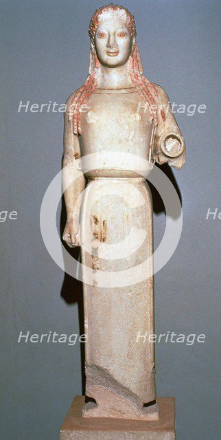 Greek statue known as the Peplos Kore, 6th century BC. Artist: Unknown