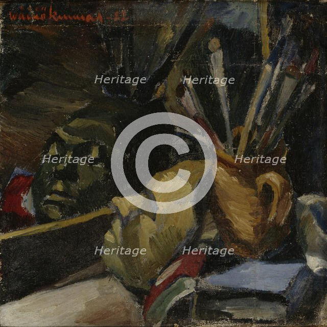 Still-Life with the Self-Portrait, 1922. Creator: Vaino Kunnas.