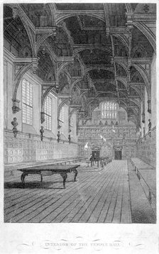 Interior view of Inner Temple Hall, City of London, 1804.                                            Artist: John Greig