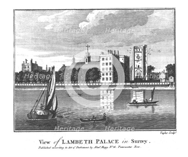'View of Lambeth Palace in Surrey.', late 18th century. Artist: Taylor.