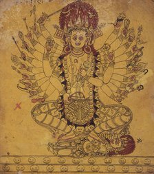 A Tantric Form of the Hindu Goddess Kali (Recto), Horse (Verso), Folio from a Book..., 17th century. Creator: Unknown.