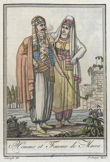 Costumes de Différents Pays, 'Homme et Femme de Maroc', c1797. Creators: Jacques Grasset de Saint-Sauveur, LF Labrousse.