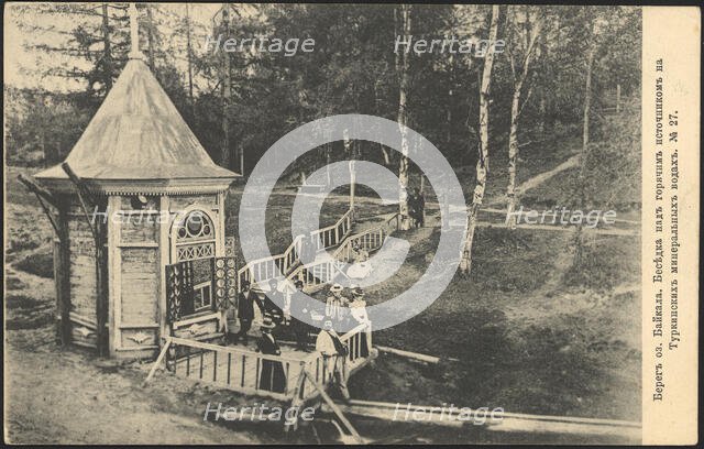 Shore of Lake Baikal. Gazebo over the hot spring at Turkinskiye Mineral Waters, 1905. Creator: Unknown.