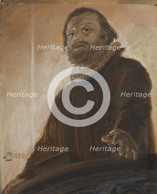 "Then I looked up at him, he looked down at me..." Illustration for Holger Drachmann's..., 1890. Creator: August Jerndorff.