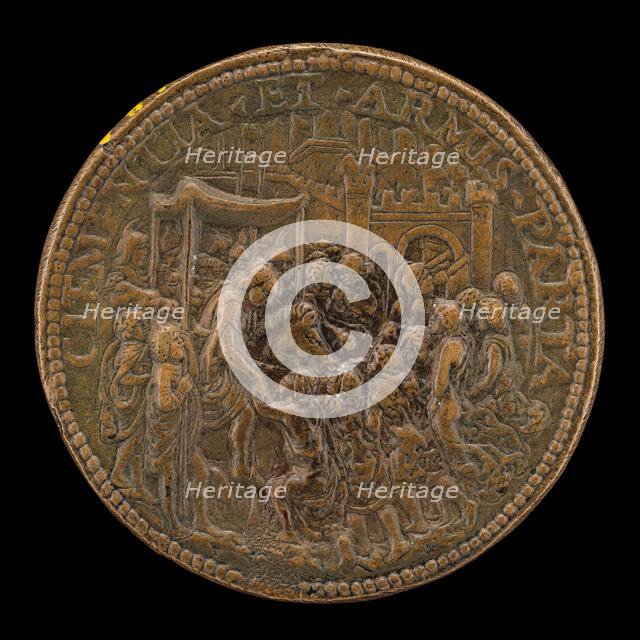 Francesco Approaching a City [reverse], c. 1488. Creator: Cristoforo Foppa.