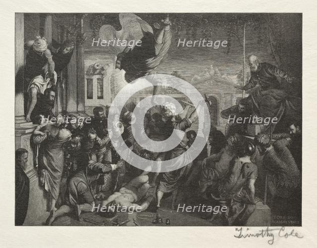 Old Italian Masters: The Miracle of St. Mark, 1888-1892. Creator: Timothy Cole (American, 1852-1931).