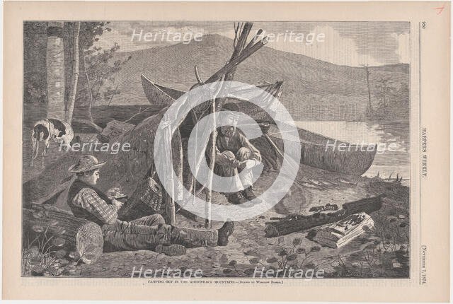 Camping Out in Adirondacks (Harper's Weekly, Vol. XVIII), November 7, 1874. Creator: W. H. Lagarde.