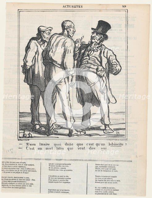 M'sieu l'maire quoi donc que c'est qu'un bibiscite?, 1870.  Creator: Honore Daumier.