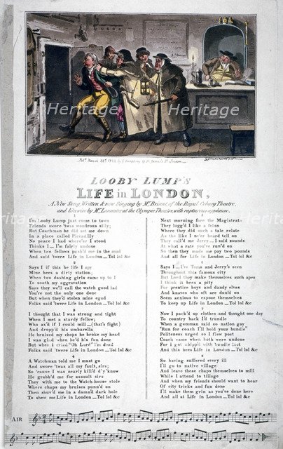 'Looby Lump's life in London, a new song...', 1822.                    Artist: George Cruikshank