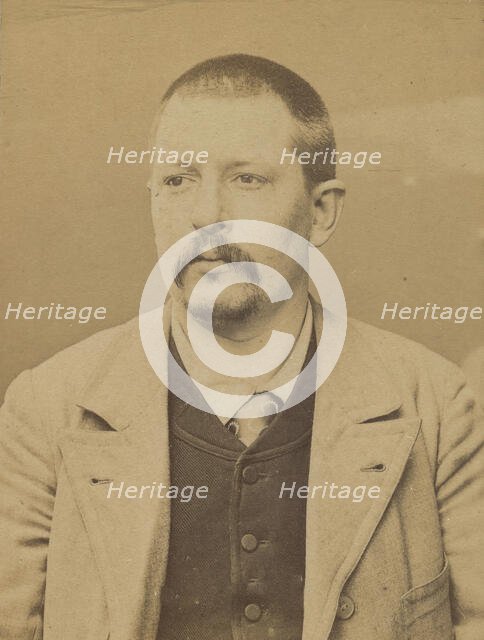 Benoit. Joseph, Alexandre. 33 ans, né le 9/6/61 à Paris XIIIe. Potier d'étain. Anarchiste...., 1894. Creator: Alphonse Bertillon.