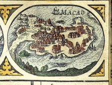 Macao, colored engraving from the book 'Le Theatre du monde' or 'Nouvel Atlas', 1645, created, pr…