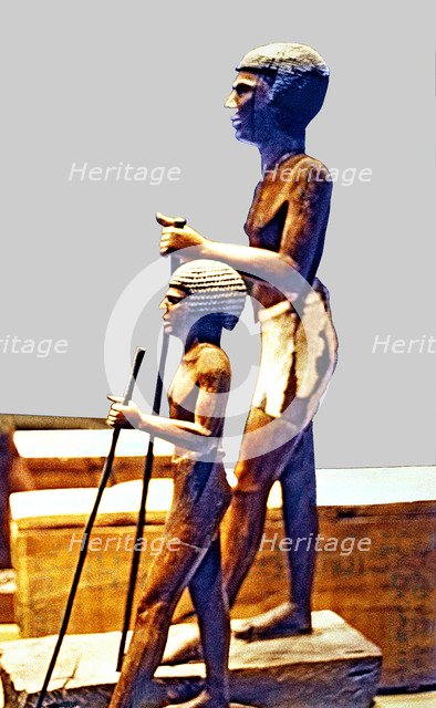 Wooden figurines representing men from Assiut, Upper Egypt.