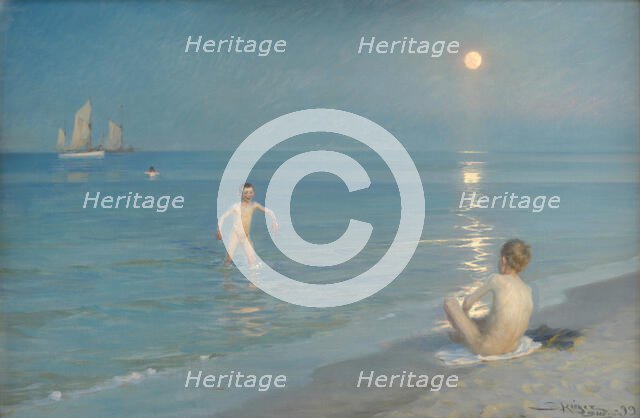 Boys Bathing at Skagen - Summer Evening, 1899. Creator: Peder Severin Kroyer.