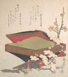 Plum Blossoms and Cake-Box, 1819. Creator: Gakutei.