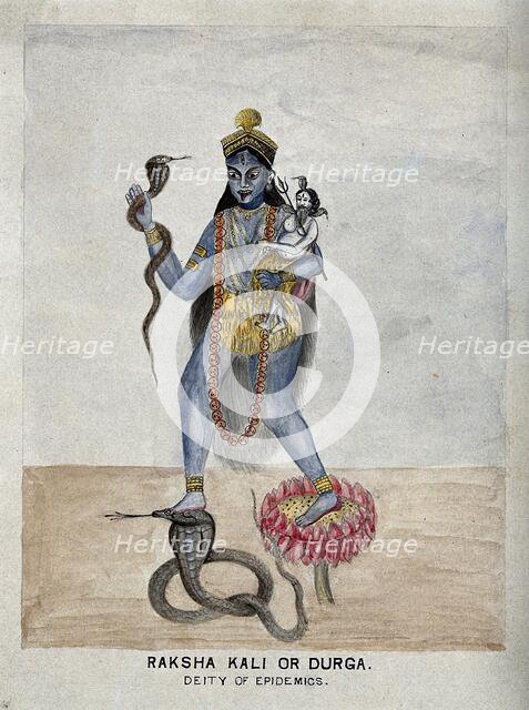 Raksha Kali, a form of the goddess Parvati worshipped for protection against epidemics and drought. Creator: Unknown.