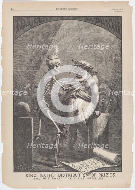 King Death's Distribution of Prizes. Bacchus Takes the First Premium., 1870. Creator: Thomas Nast.