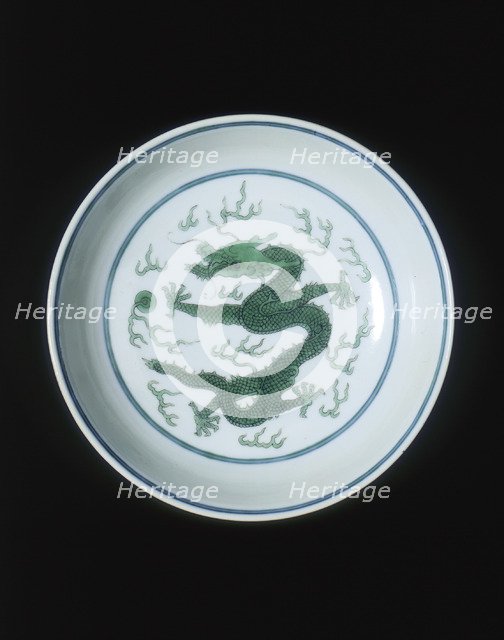 Green imperial dragon dish, Jiaqing period, Qing dynasty, China, 1796-1820. Artist: Unknown