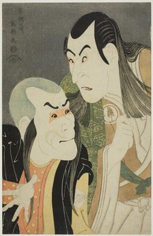 The actors Sawamura Yodogoro II (R) as Kawatsura Hogen and Bando Zenji (L) as Onisadobo, 1794. Creator: Tôshûsai Sharaku.