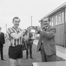 Peter Hipkin, captain of the Laing Sports Club's 1st football team, 27/04/1963. Creator: John Laing plc.