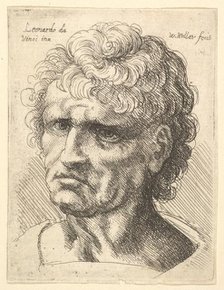 Head of a man with serious expression, 1625-77. Creator: Wenceslaus Hollar.