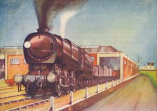'Latest Austerity Freight Engine, S.R., at Southampton Docks', 1940. Artist: Unknown.