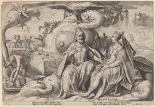 The Dispute between Jupiter and Juno, c. 1615. Creator: Goltzius, Workshop of Hendrick, after Hendrick Gol.