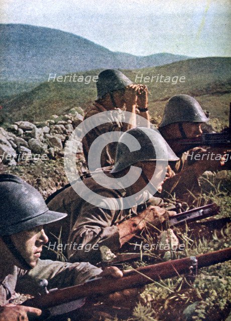 Romanian troops, the siege of Sebastopol, Russia, 1941-1942. Artist: Unknown