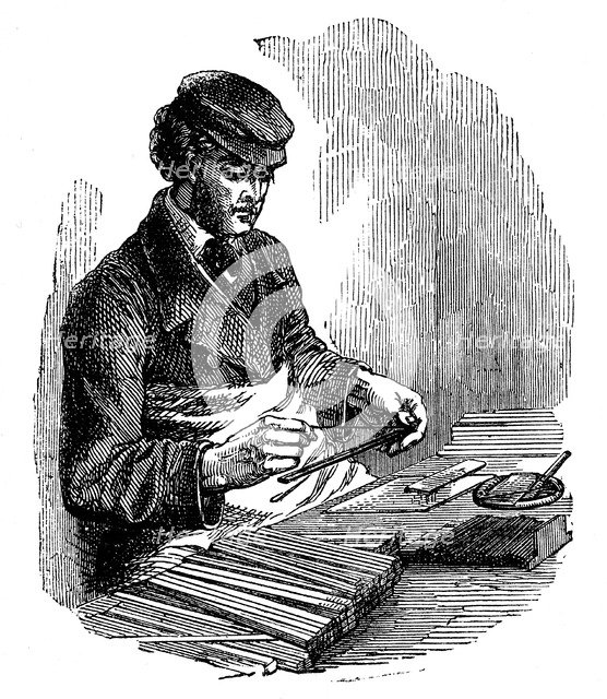 Manufacturing pencils, 1872. Artist: Unknown